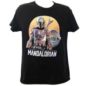 Star Wars The Mandalorian Graphic Men's Unisex Black T-Shirt Medium Sci-Fi Fan